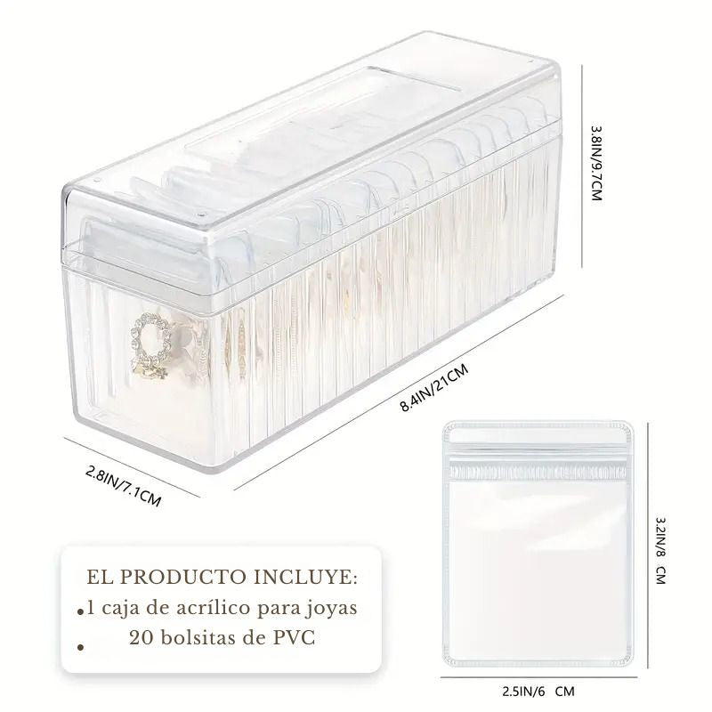 Organizador de Joyas Acrílico – ¡Llevate el set completo con 20 piezas!