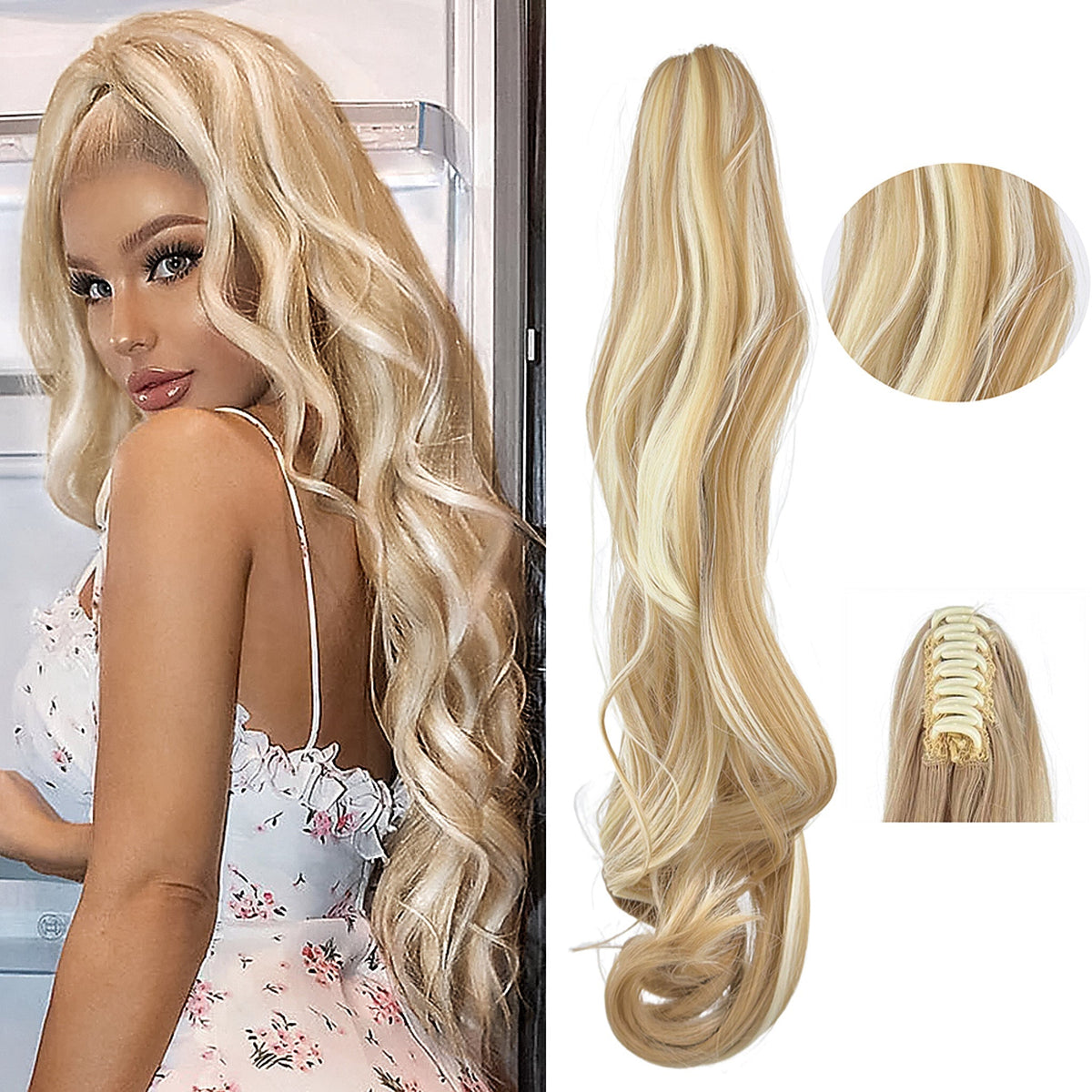 Extensiones de Cabello Efecto Natural 55cm - Claw Clips®
