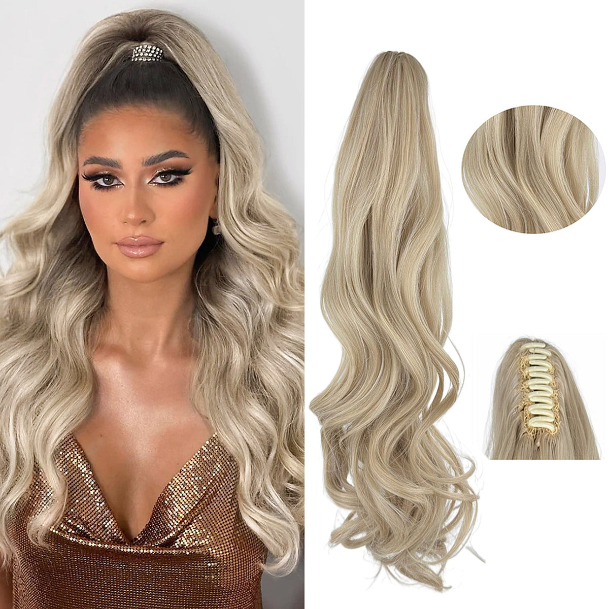 Extensiones de Cabello Efecto Natural 55cm - Claw Clips®